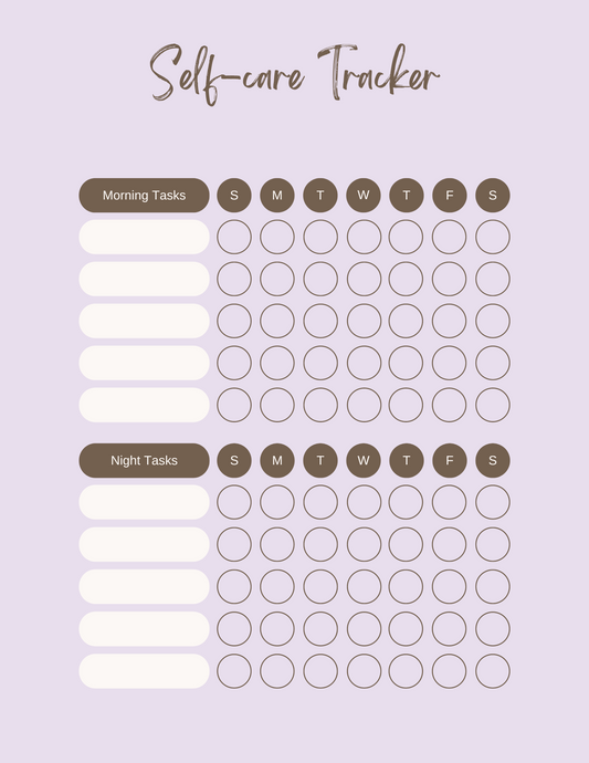 FREE 5-page Self-care tracker