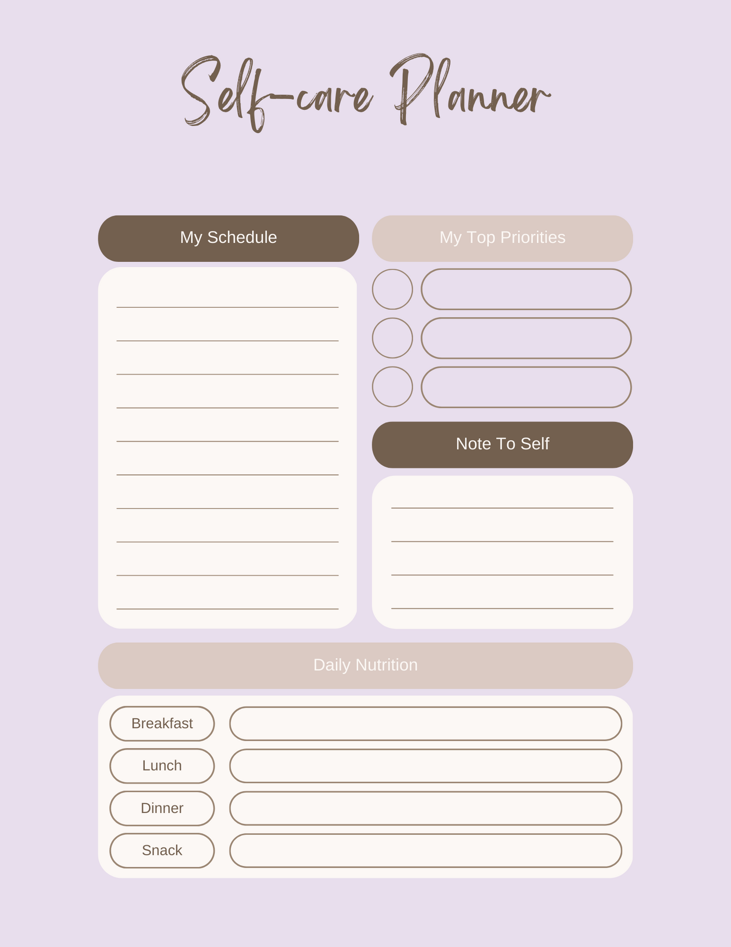 FREE 5-page Self-care tracker – A Whole Nourished Life