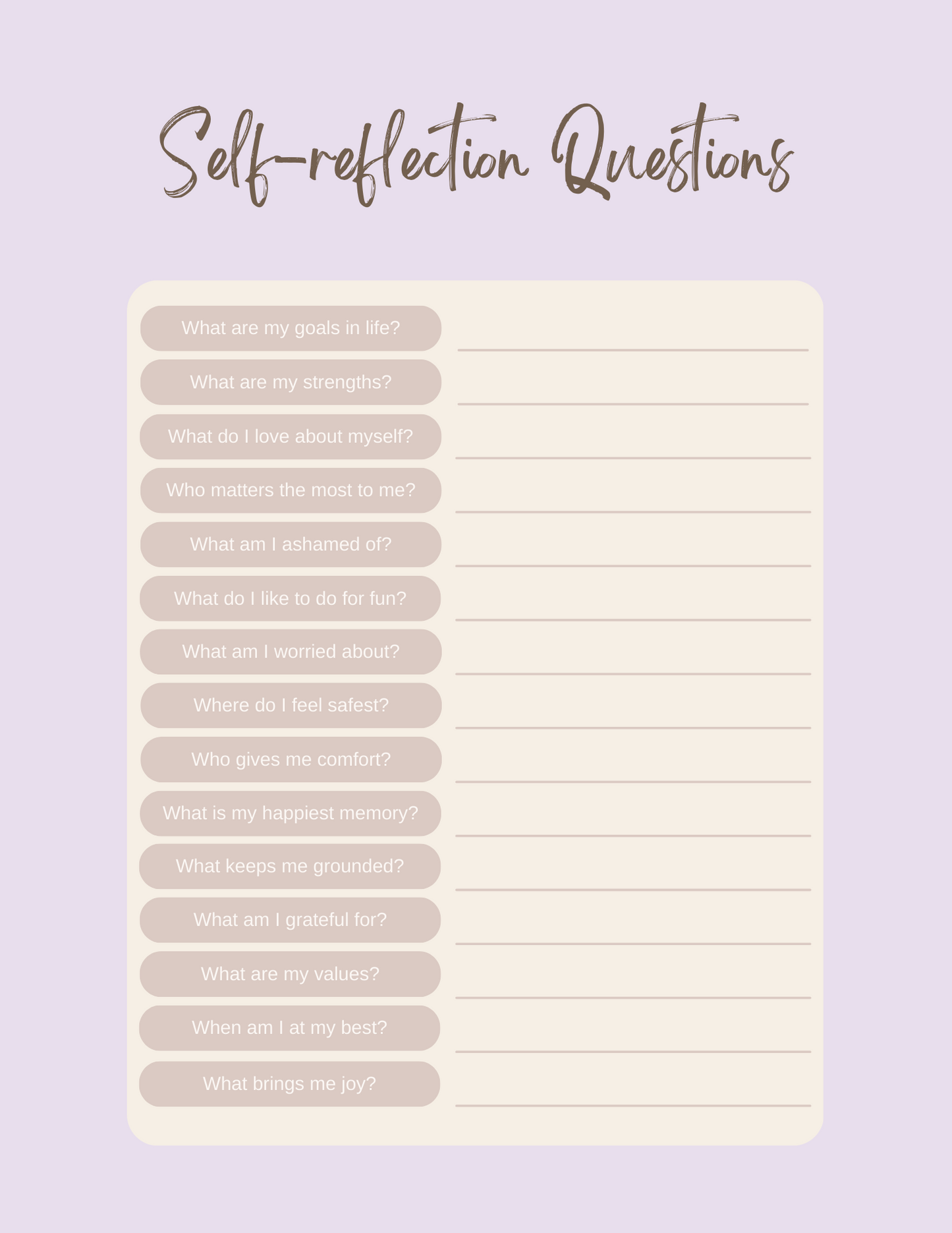 FREE 5-page Self-care tracker